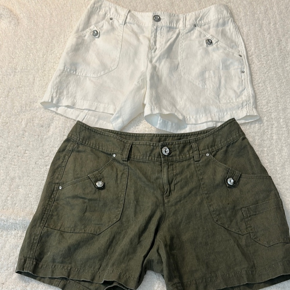 INC ladies Casual Shorts Set - White and Olive